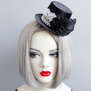 Готическая белая кружевная черная роза топ мини шляпа заколка для волос аксессуар для волос J18811