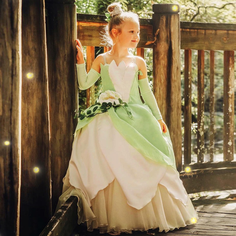 Костюм Princess Princess For Kids Girls Tiana Movie Cosplay Carnival Dress Up Princess Playing Plorges