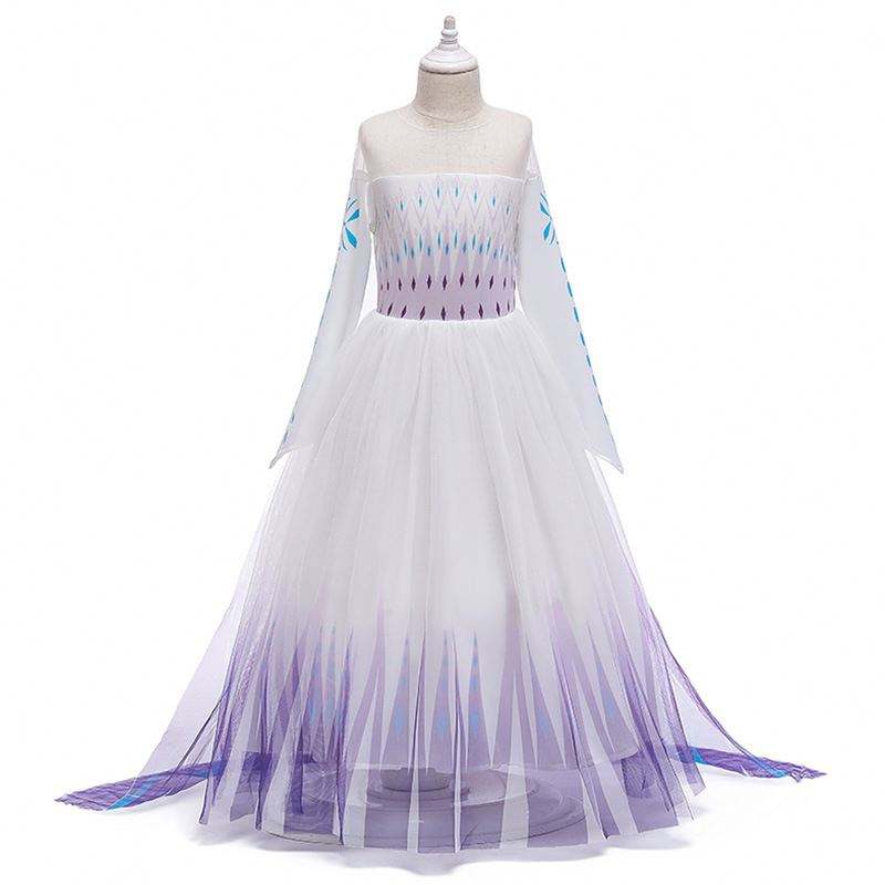 2020 Оптовая ins снежная королева Эльза платье принцесса девочка Анна Лонг Белое платье BX1693
