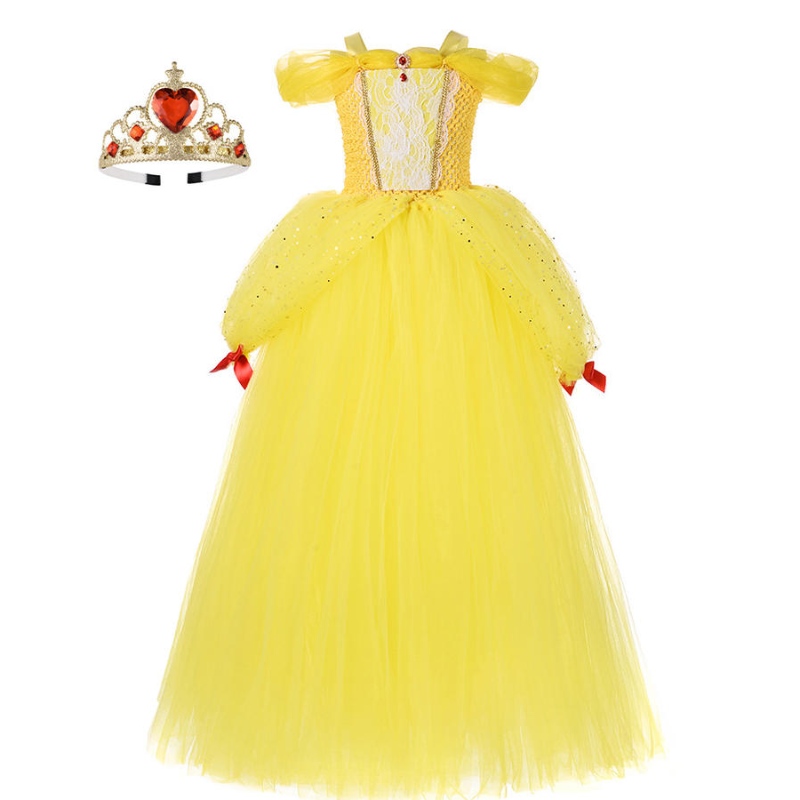 Девушка Belle Princess Dress Kids Beauty и The Beast Costume Girl Baby Christmas Princess Dryet Guteer Famous Fany Dress