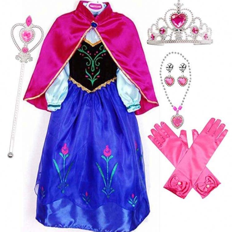 2022 Лучшее продаваемое предмет Anna Snow Queen Print Princess Drincess Drence Pressess платья Elsa Cosplay Hcgd-004