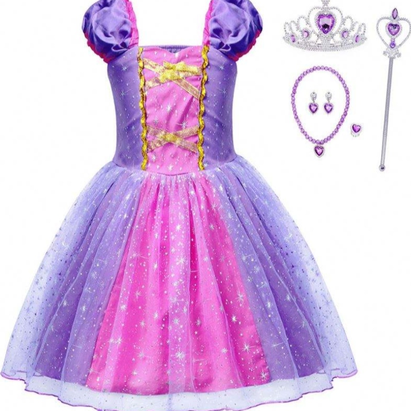 Высококачественное платье Rapunzel Princess Dress для вечеринки в фильме «Запутанные персонажи косплей для девочек» платье для вечеринки по случаю дня рождения на 1-4 года