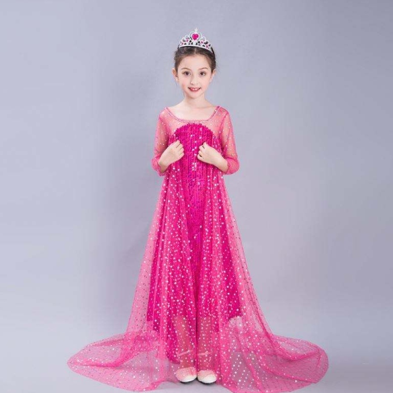 Baige Blue Elsa Sequind Girl Kids Complooween Cosplay Costume Эльза Ана Принцесса платье