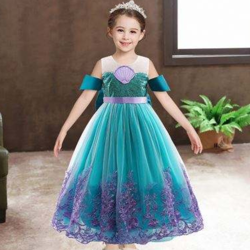 Baige Mermaid Summer осень -цветочная девушка платье Long Princess Christmas Halloween Costume