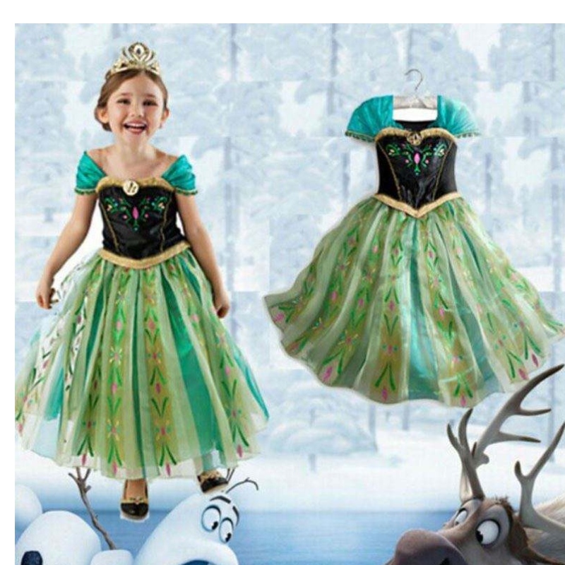 Эльза Оптовая маленькая девочка вечеринка носить одежду косплей Disny Princess платье bxlsxb