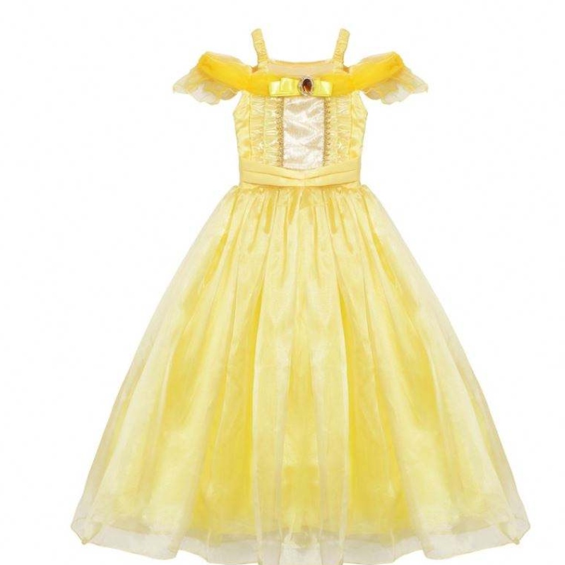 Девочки Belle Princess Dress Kids Belle Cosplay Costumes Mabing Girl Frock Yellow Fancy Dress для малыша в Хэллоуин вечеринка