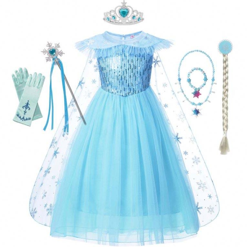 Девушки Эльза Косплей платье причудливое костюм девочка снежная вечеринка на день рождения дети, дети для принцессы плащ, плащ