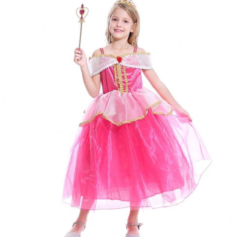 Девушки Аврора Принцесса платье с длинными рукавами от плеча кружевная одежда Дети Хеллиовин \\\\ Нхристс Подарок модные наряды вечеринки