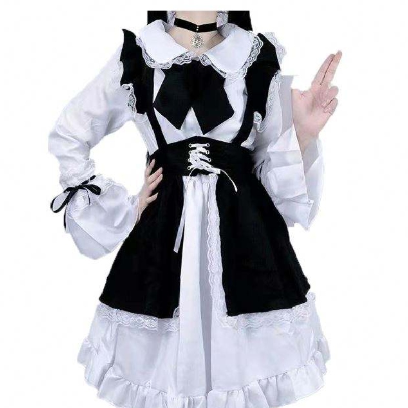 Женская горничная одежда аниме платье черно -белое платье фартука лолита платья мужчина кафе костюм косплей костюм