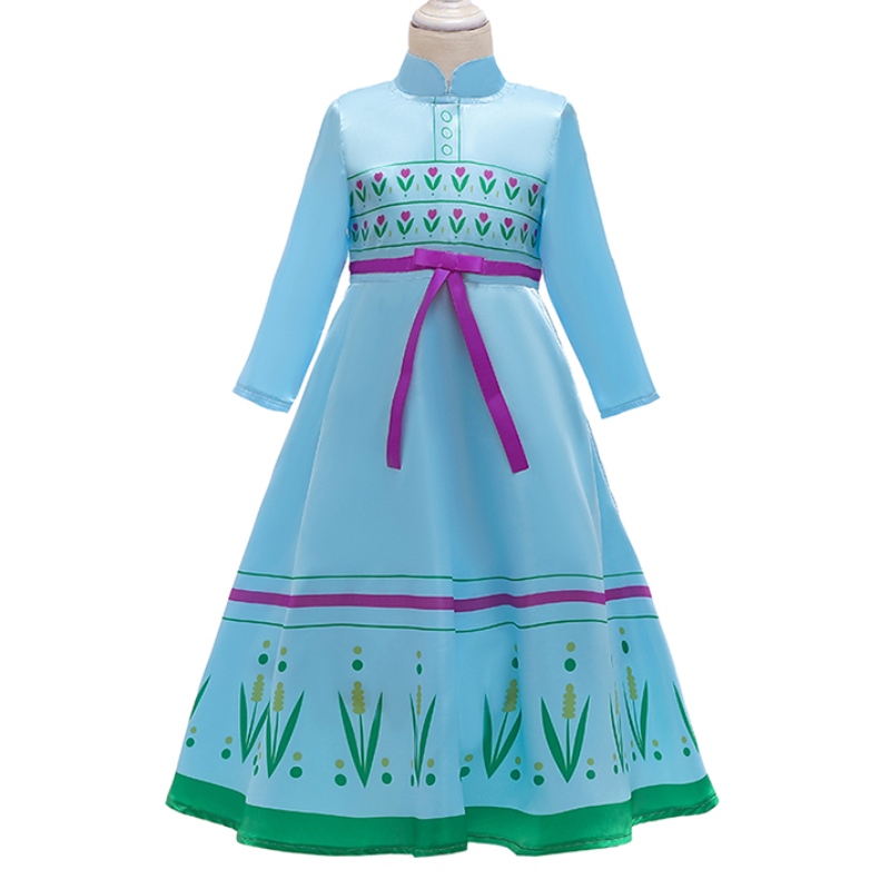 Детская одежда Хэллоуин Костюмы Девочки Кид Анна Принцесса Эльза Блю зеленое платье для девочек