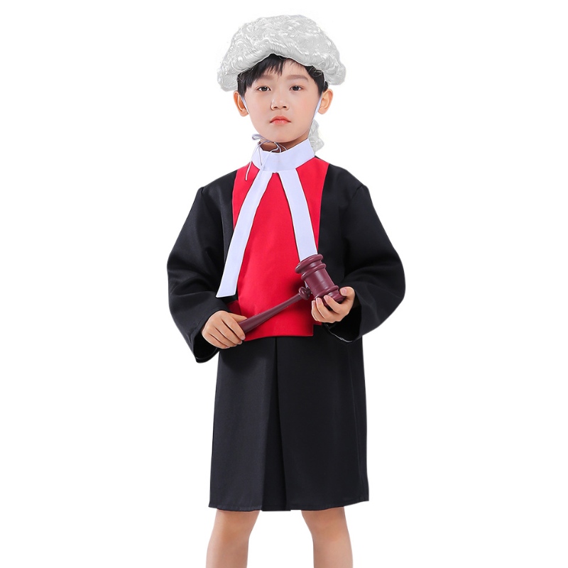 Дети Судья костюмы косплей халат с париком гавел Хэллоуин