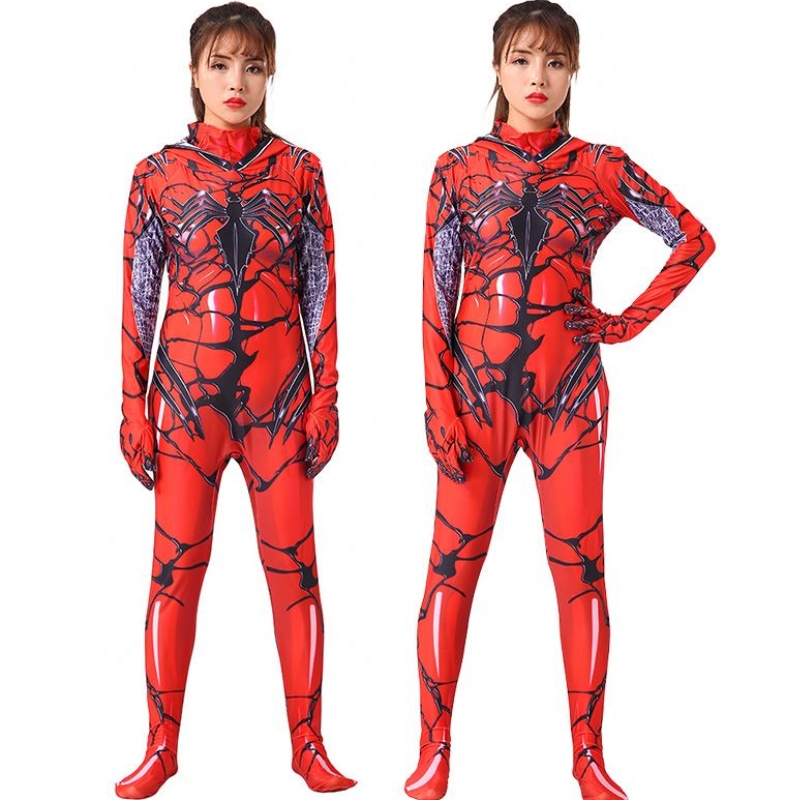 Высококачественный детский костюм на Хэллоуин Косплей красные женщины \\\\ Venom Bodysuit Cosplay Marvel Party Женщина