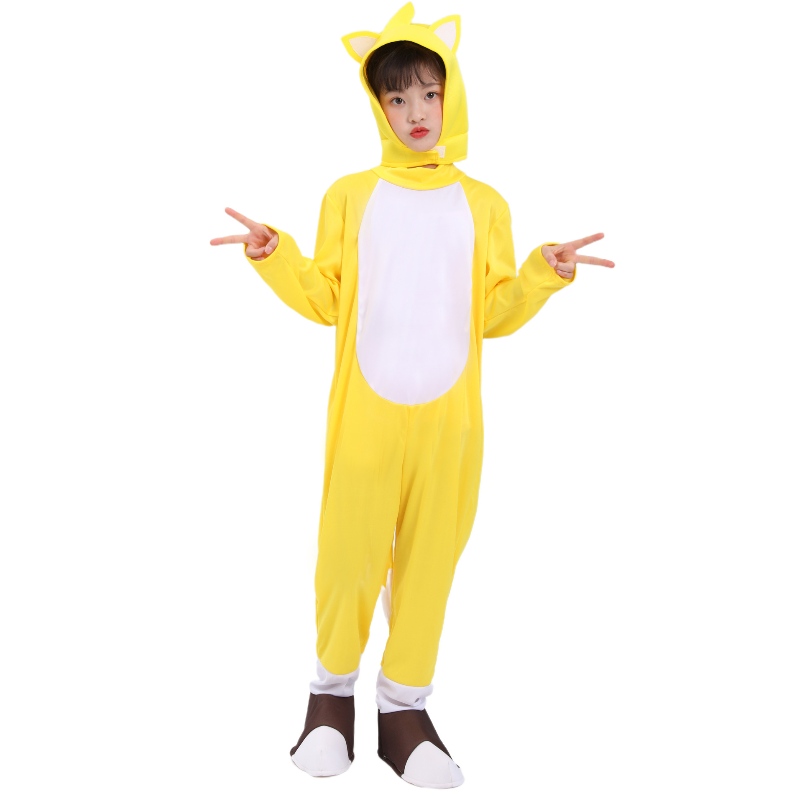 Оптовая хэллоуин Желтая Фокса Таррс Суперзвуковой мальчик костюм ежа Sonic Suits Costume для детей