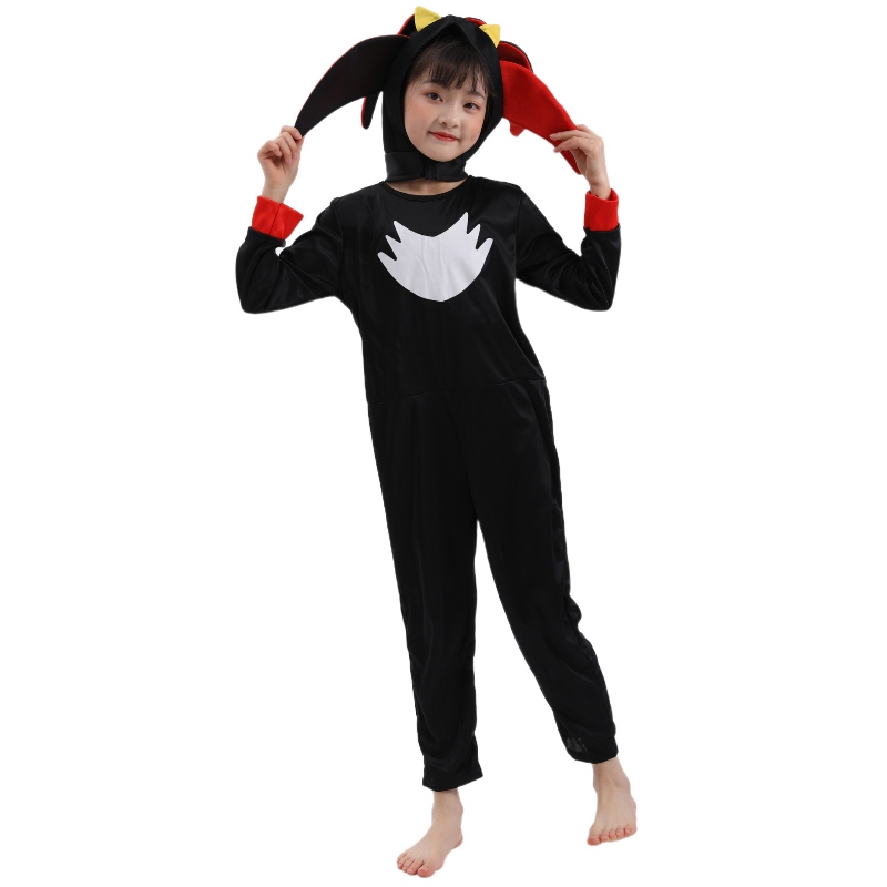 Горячая продажа Supersonic Kid Super Black Sonic Black Shadow Charter Costume на Хэллоуин