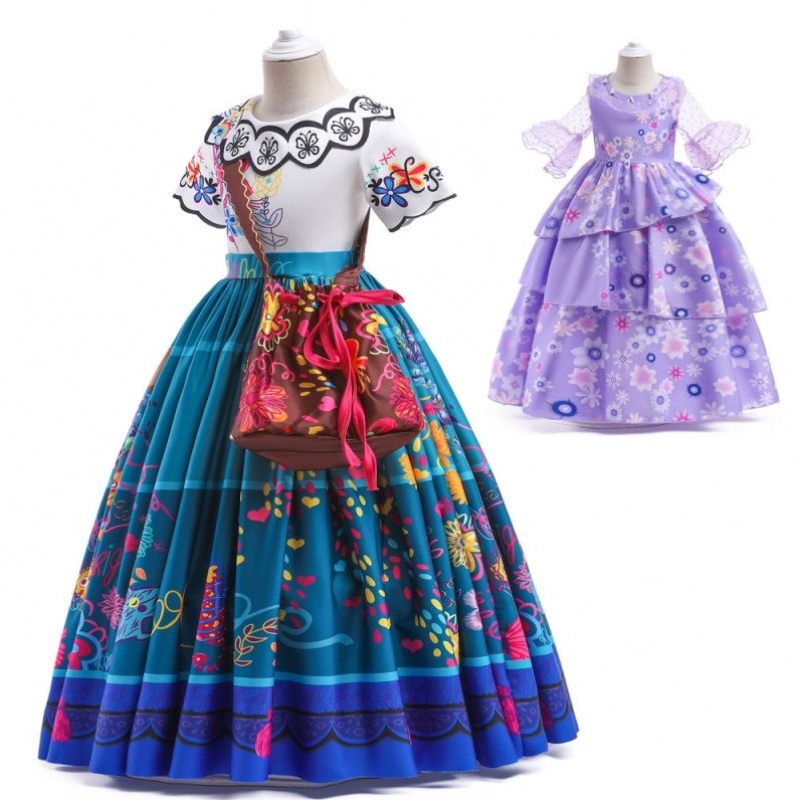 Baige Encanto Mirabel Isabella Purple Girl Платье с длинными рукавами Новая карнавальная детская вечеринка косплей костюм MFMW001