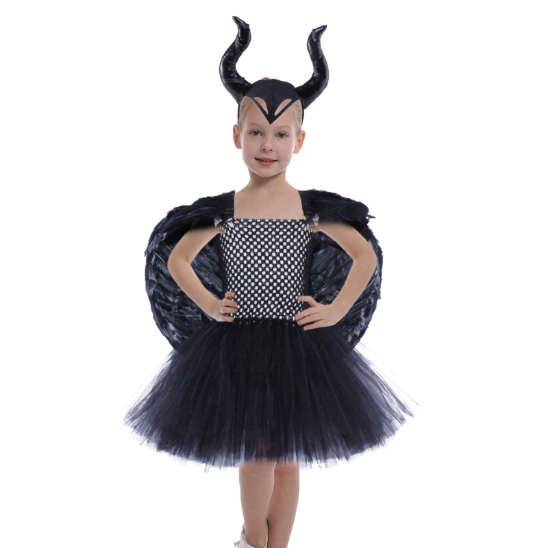 Amazon Hot Seders Girls Princess Fluffy Dutu Dressings Дети Хэллоуин вампир -вампир Комплей -вечеринка наряды